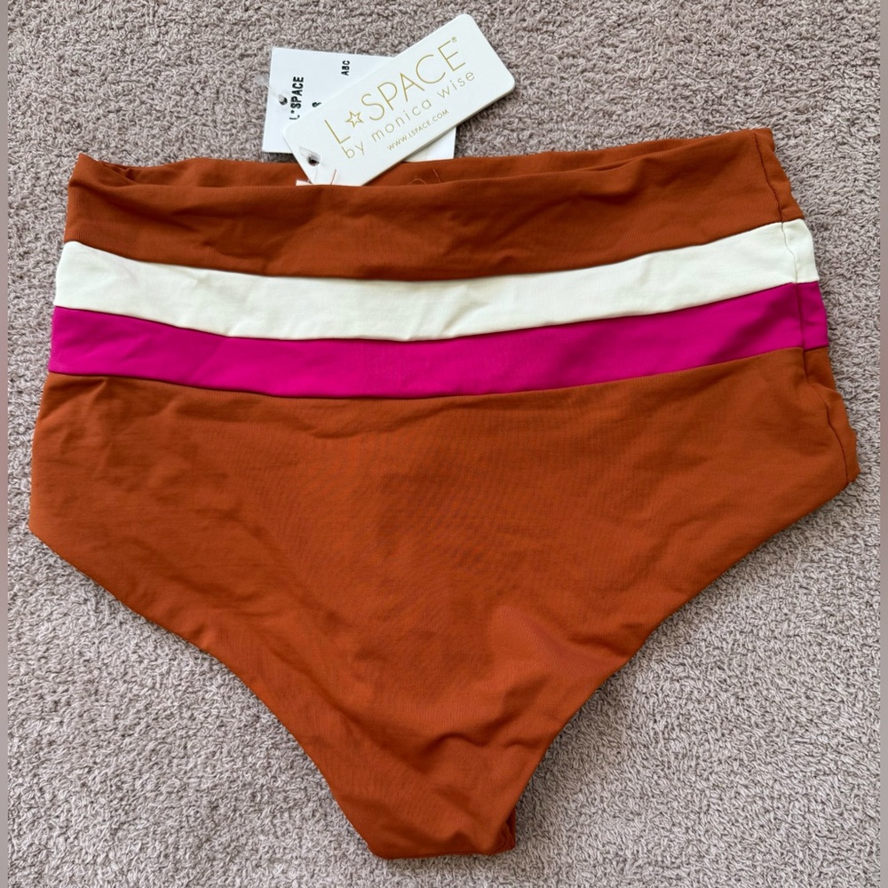 NEW - L*Space High Waisted Portia Stripe Bikini Bottom - ABC
